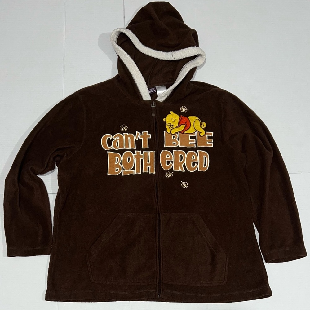 Vintage Winnie The Pooh Embroidered Zip Up Fleece Sweater Disney World 3w 3Xl